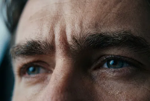 Close Up of Furrowed Man Eyebrows