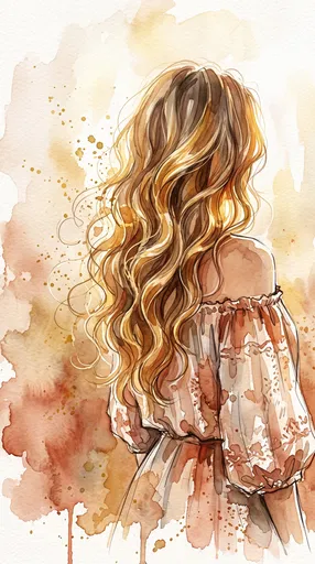 Watercolor Illustration of Woman with Blonde Waves