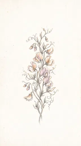 Delicate Sweet Pea Vine Botanical Sketch