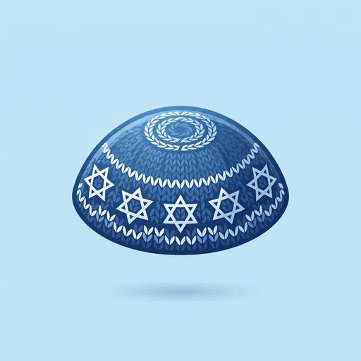 Blue Knitted Kippah Graphic Icon