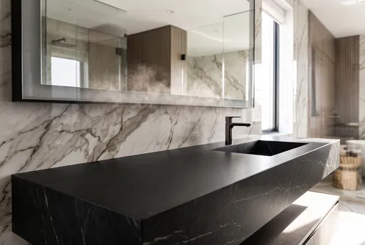 Modern Luxury Black Stone Bathroom Vanity