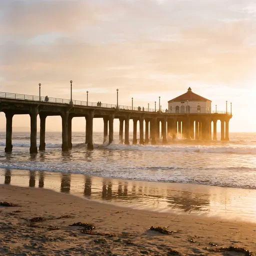 Manhattan Beach Pier at Golden Sunset