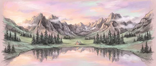Pastel Drawing of Alpine Valley Campsite