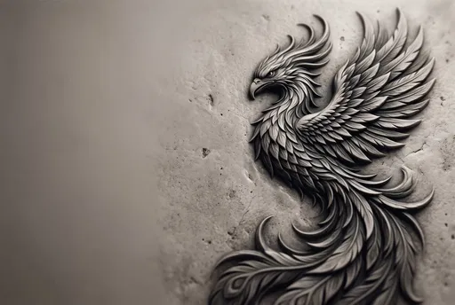 Sculptural 3D Phoenix Bird Relief Background