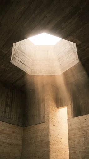 Brutalist Concrete Skylight With Sunlight