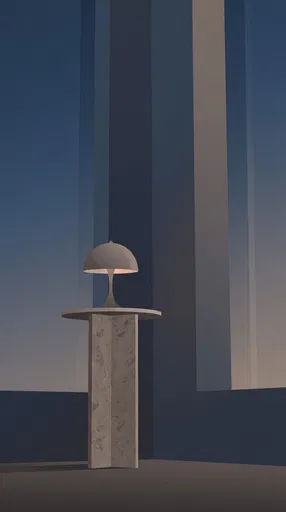 Minimalist Travertine Table and Dome Lamp