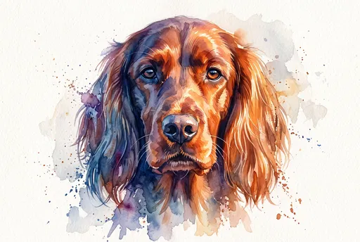 Watercolor Portrait of Irish Red Setter