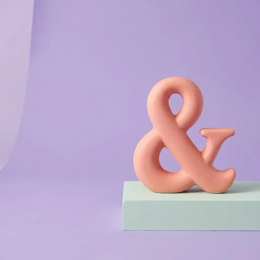Pastel Coral Ampersand on Mint Plinth