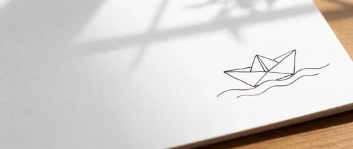 Simple Paper Boat Drawing on Paper