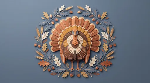 Paper Cut Turkey and Autumn Wreath