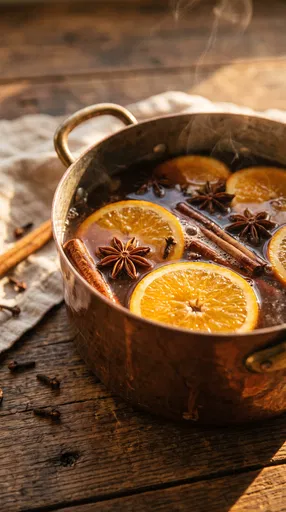 Spiced Mulled Cider in Copper Pot