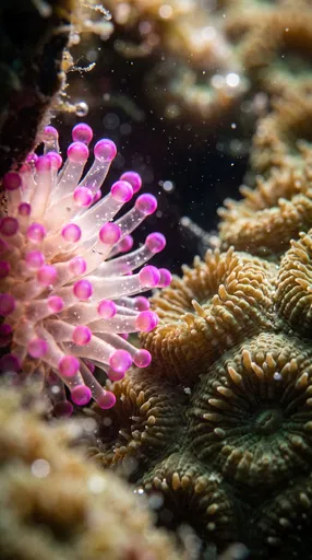 Macro Close-Up of Anemone and Coral