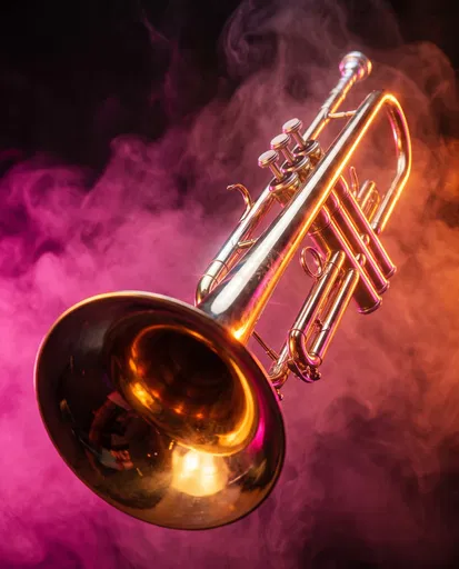 Brass Trumpet in Magenta and Amber Smoke