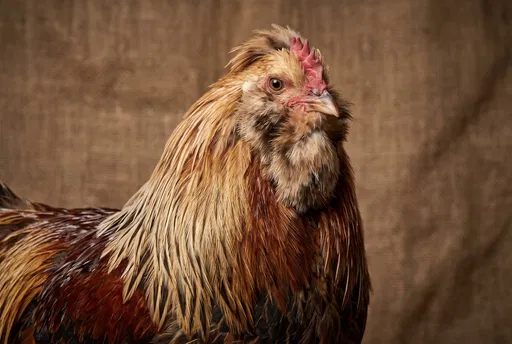 Salmon Faverolles Rooster Studio Portrait