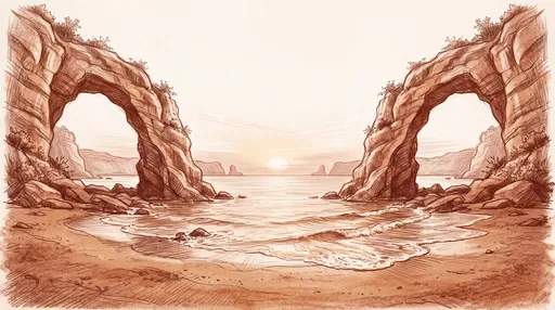 Sanguine Sketch of Twin Beach Arches