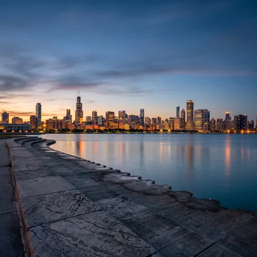 Chicago Skyline at Twilight from Lakefront