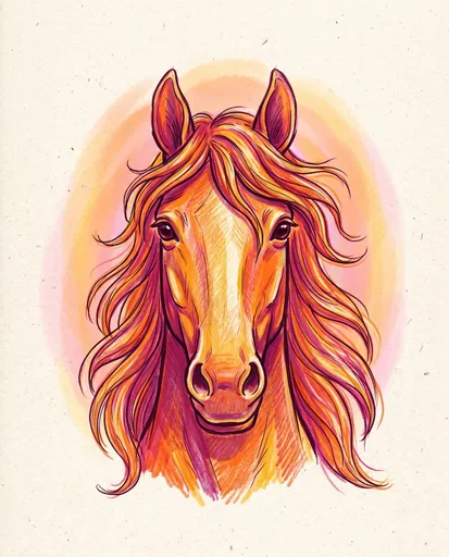 Warm Colored Pencil Horse Head Portrait