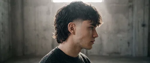 Side Profile of Man With Wolf Cut