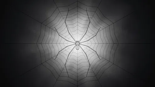 Minimalist Grayscale Spider in Geometric Web