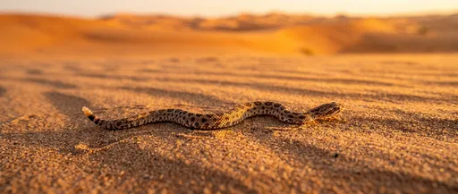 Baby Rattlesnake on Golden Desert Dunes
