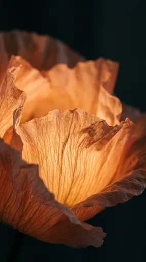 Glowing Apricot Poppy Petals Macro