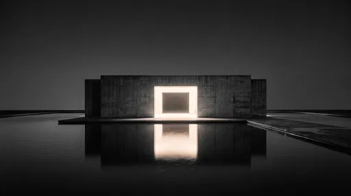 Brutalist Concrete Pavilion at Night