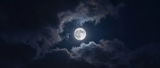 Full Moon in Cloudy Night Sky