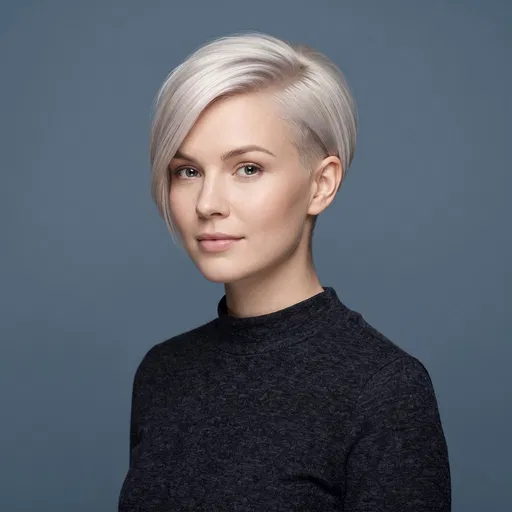 Platinum Blonde Pixie Cut Studio Portrait