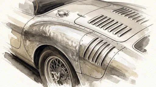 Watercolor Illustration of Classic Race Car