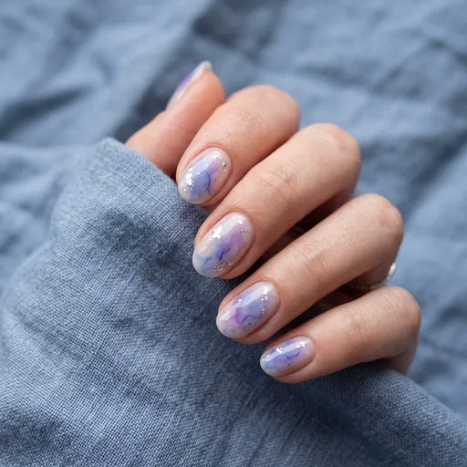 Periwinkle Watercolor Gel Nail Art