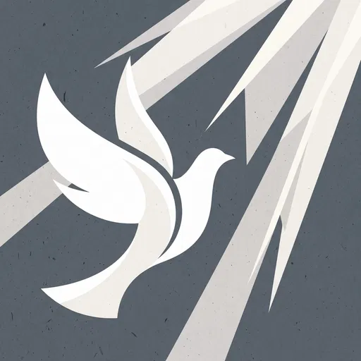 Stylized White Dove With Geometric Sunbeams