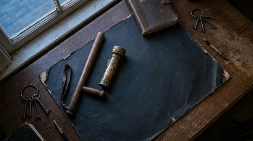 Vintage Security Desk With Baton And Flashlight