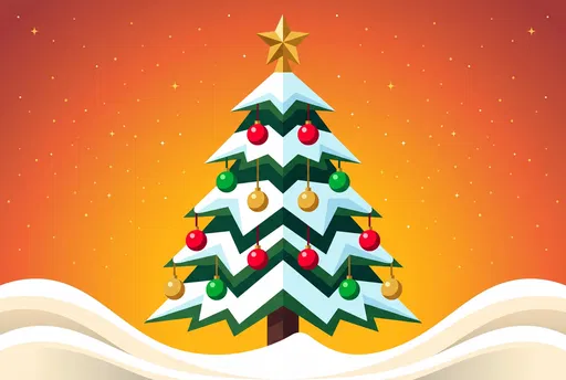 Geometric Snowy Christmas Tree Illustration