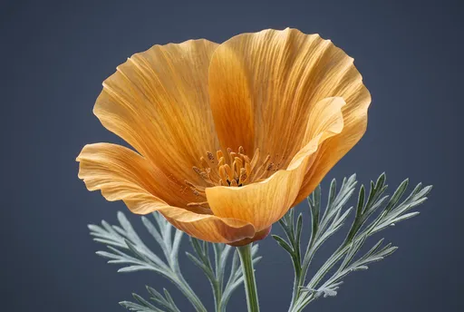 Golden California Poppy on Slate Background