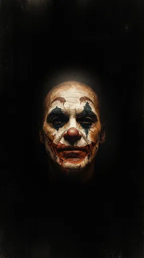 Creepy Clown Face in Dark Void
