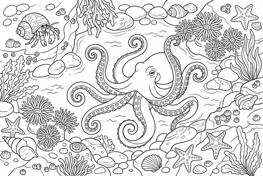 Tide Pool Octopus Coloring Page