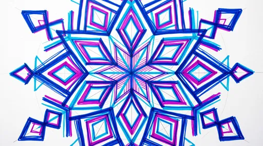 Geometric Marker Snowflake Drawing on White