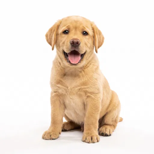Yellow Labrador Puppy on White Background