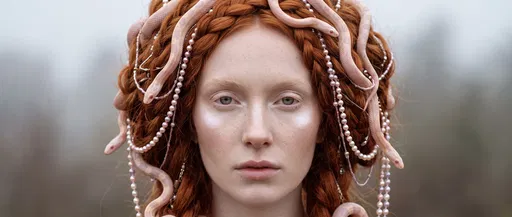 Ethereal Red-Haired Medusa Portrait