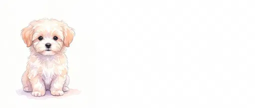 Watercolor Maltese Puppy with Copy Space