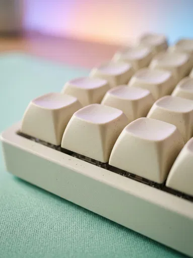 Macro View of Blank Cream Keycaps