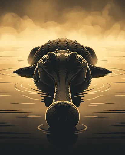 Symmetrical Graphic Illustration of a Gharial