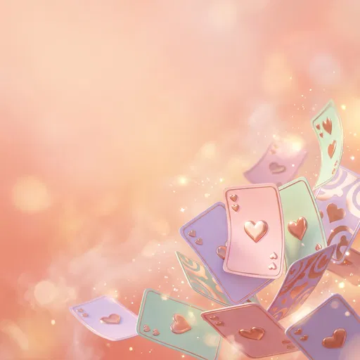 Floating Pastel Heart Playing Cards