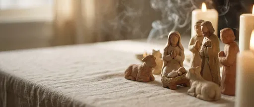 Handcrafted Clay Nativity Scene with Candles