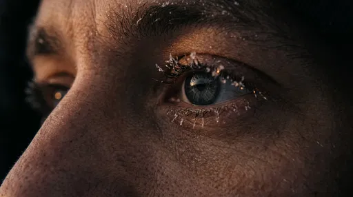 Macro Close-Up of Frost-Tipped Eye
