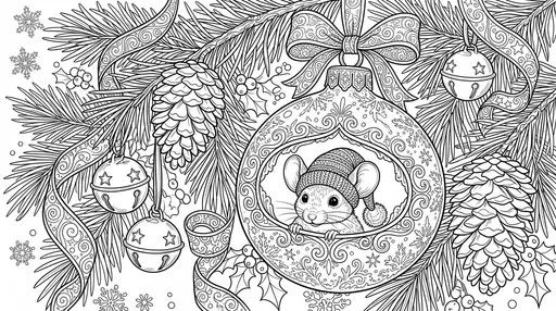 Mouse in Christmas Ornament Coloring Page