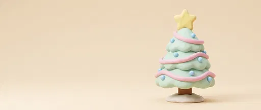 Pastel Clay Christmas Tree on Cream Background