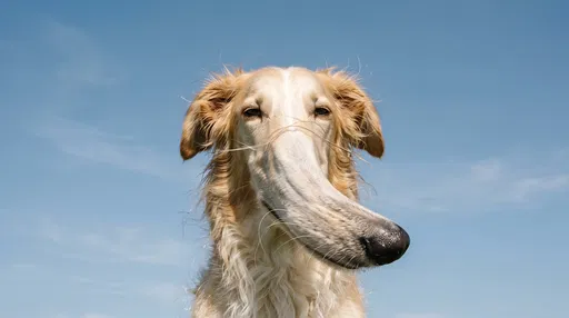 Comical Borzoi Dog With Curved Snout
