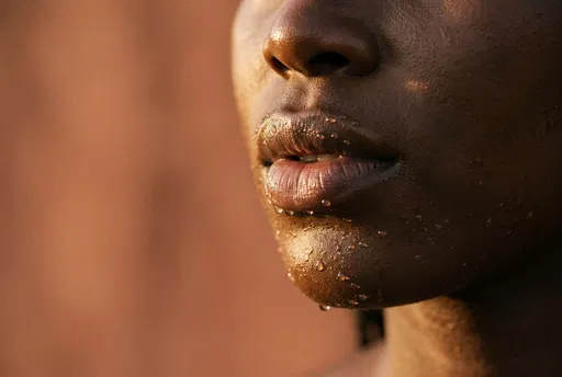 Close-Up of Lips with Water Droplets