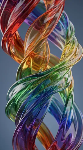 Twisting Translucent Rainbow Glass Ribbons